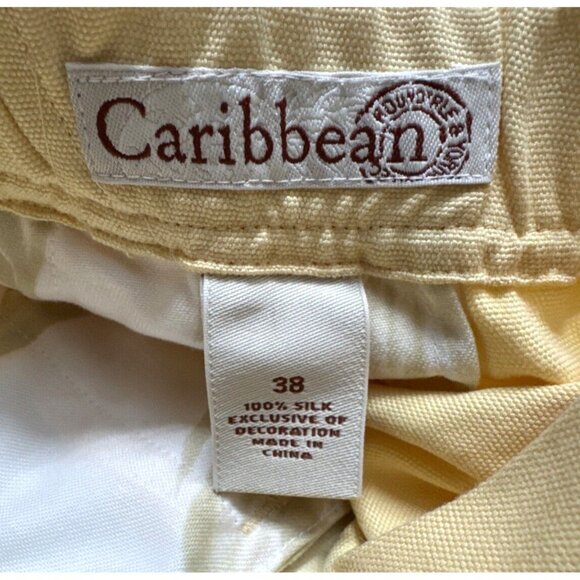 Caribbean Silk Shorts Mens 38 Chino Relaxed Elastic Waist Coastal Resort‎ 9" NEW - Picture 5 of 7